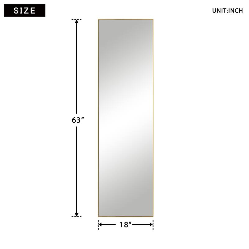 Modern Aluminum Alloy Thin Framed Full Length Floor Mirror