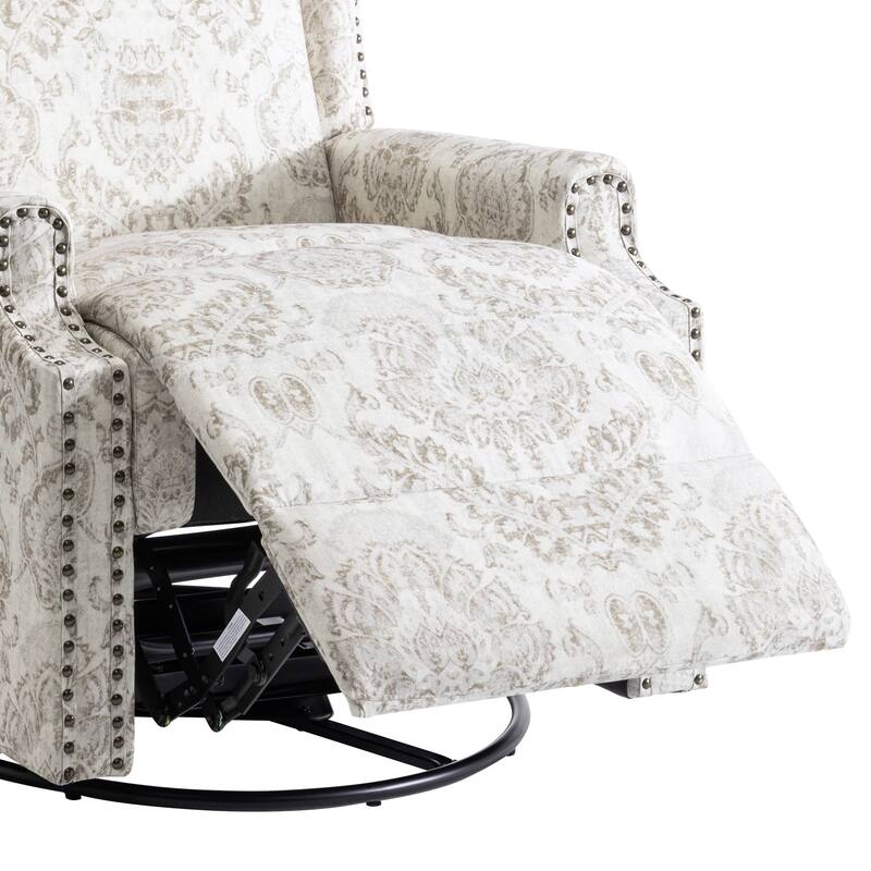 29'' W Pattern Floral Swivel Manual Push Back Recliner Glider Chair