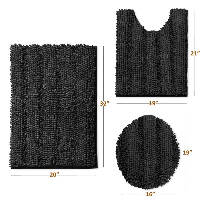 Clara Clark Chenille Extra Soft and Absorbent Bath Mat - Non Slip Fast Drying Bath Rug Set