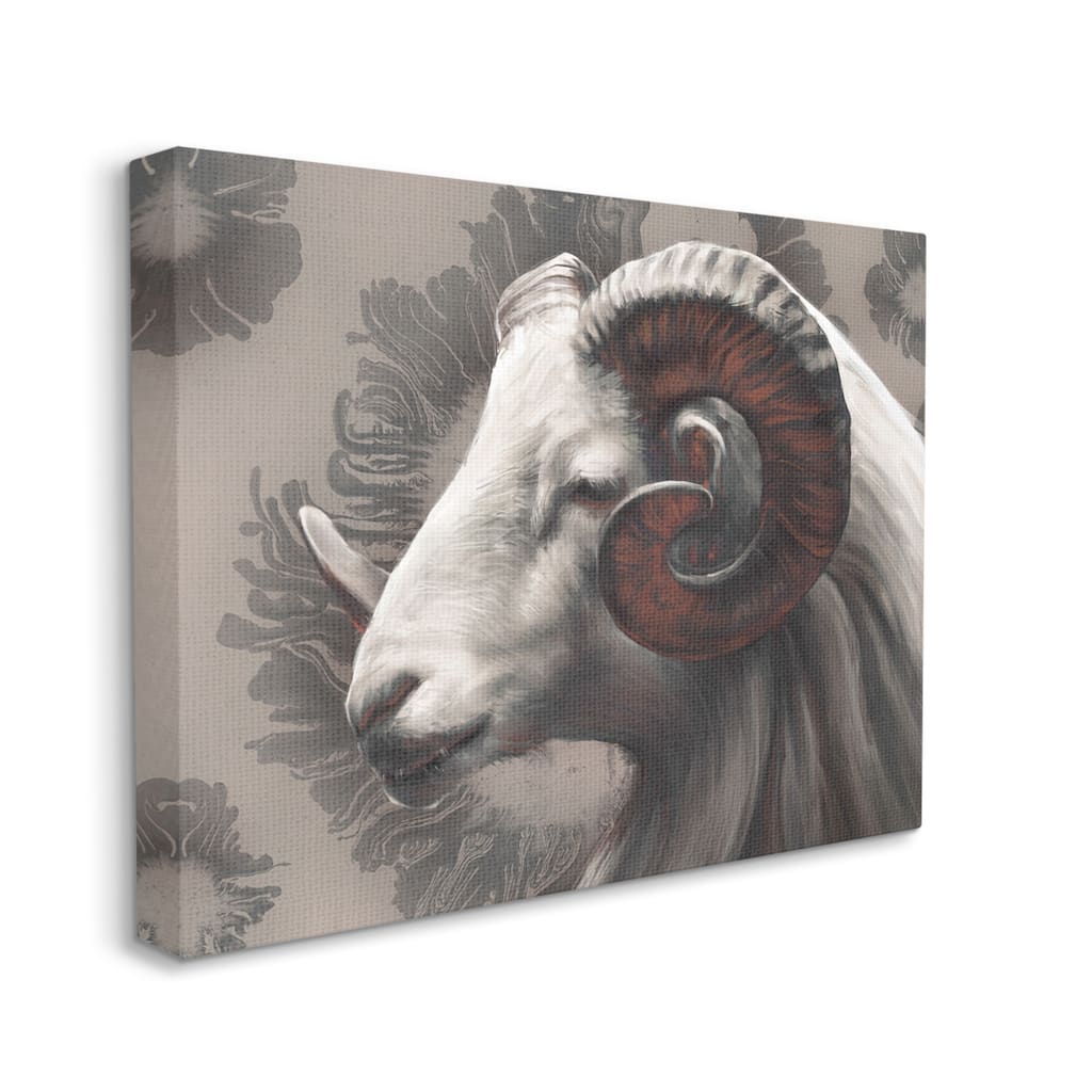 Stupell Big Horn Ram Portrait Abstract Grey Pattern Canvas Wall Art