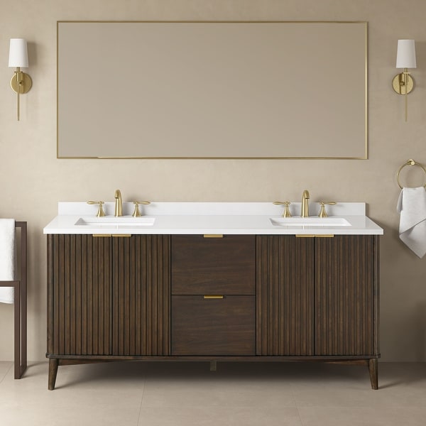 Gabi Bathroom Vanity with White Engineered Stone Top - Bed Bath