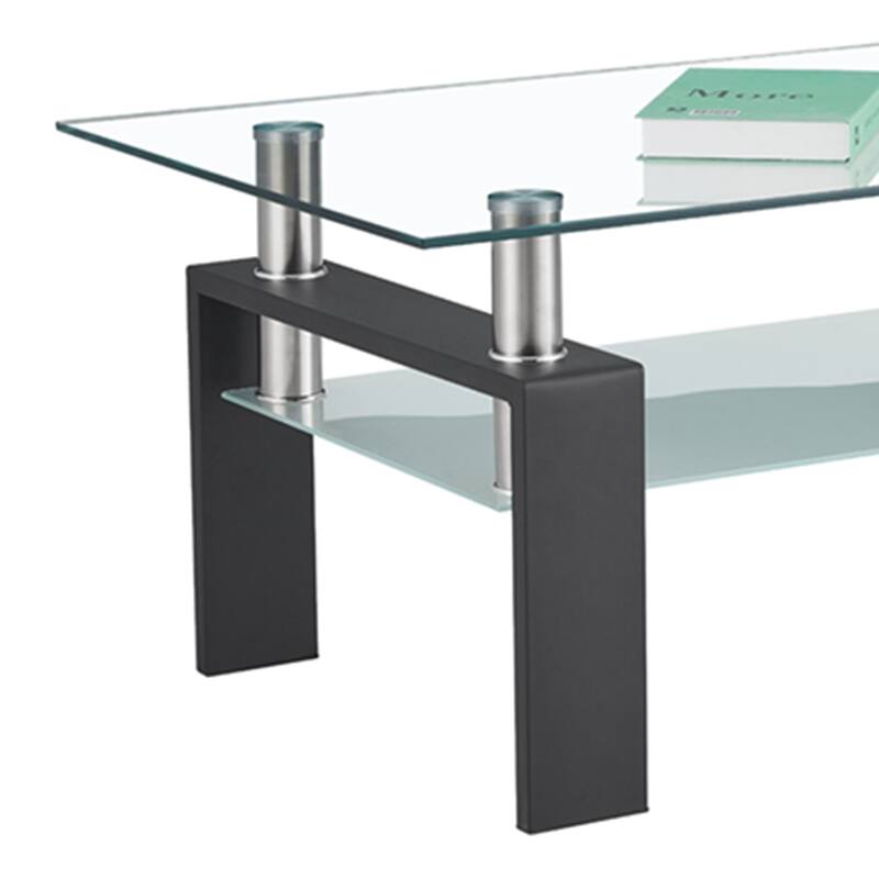 Rectangle Black Glass Coffee Table, Clear Coffee Table