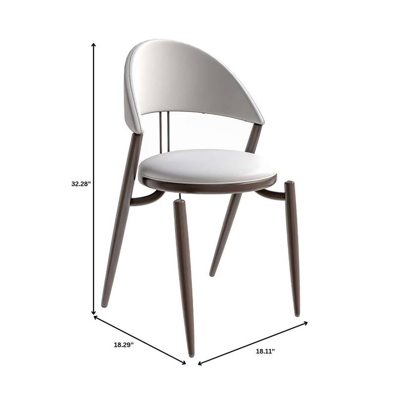 Venice Upholstered Leather Dining Chair Open Back Accent Side Chair with Iron Legs
