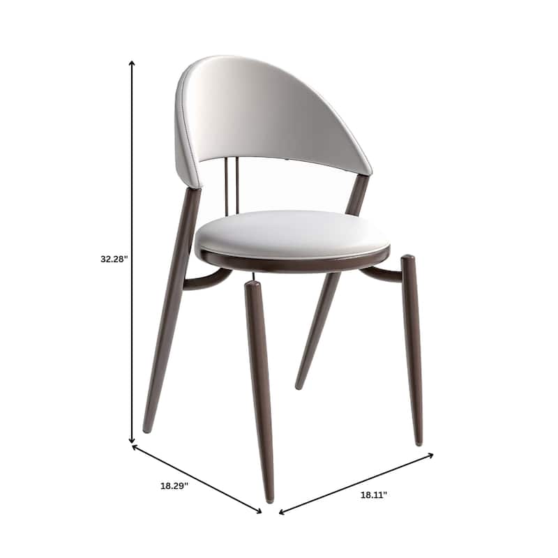 Venice Upholstered Leather Dining Chair (Set of 4) Open Back Accent Side Chair with Iron Legs