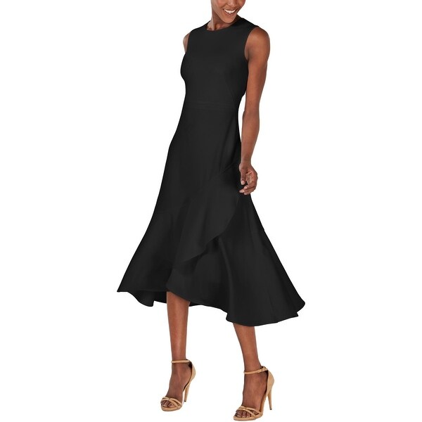 calvin klein black midi dress