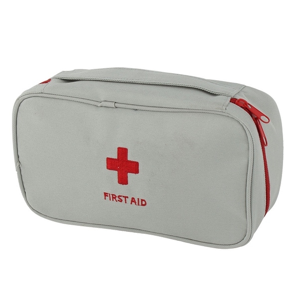 Travel Camp Polyester Rectangle Emergency First Aid Medic Rescue Bag Light Gray