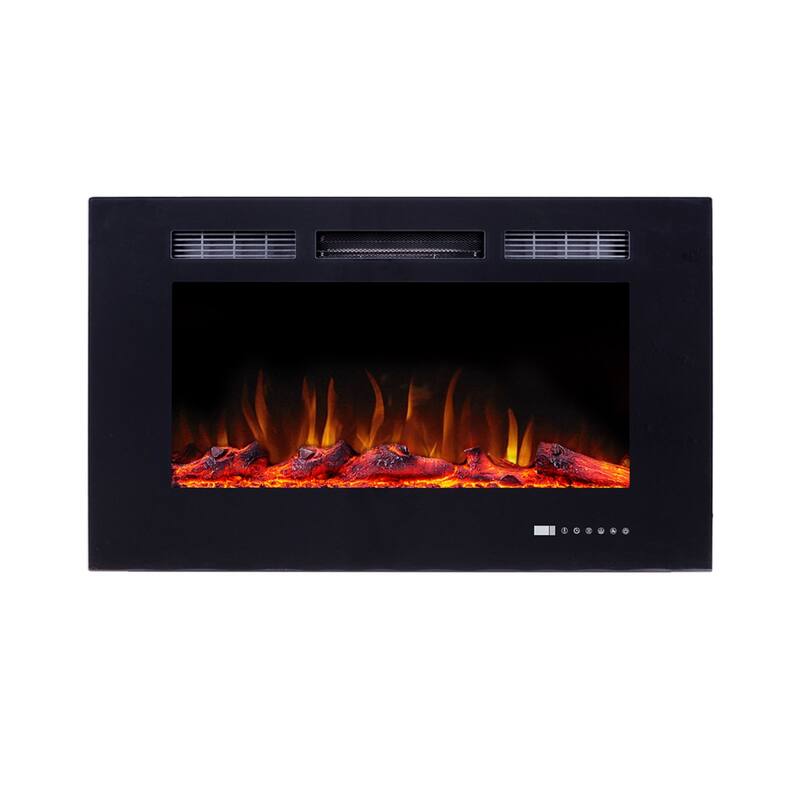 Clihome 36In. Recessed Electric Fireplace With Remote Control In Black