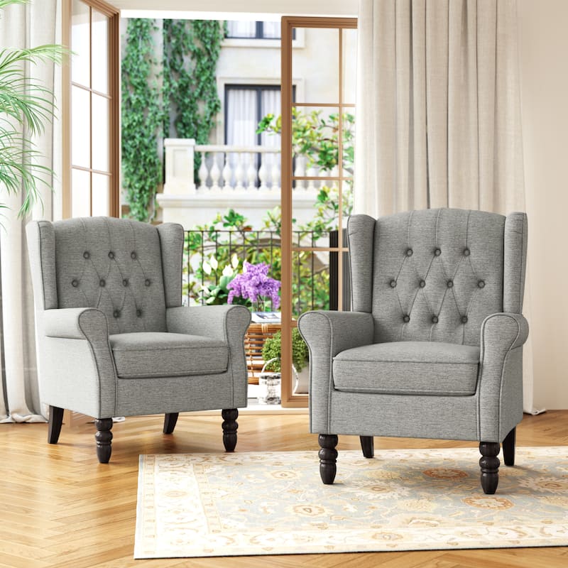 Button Tufted Wingback Upholstered Accent Chairs Set of 2