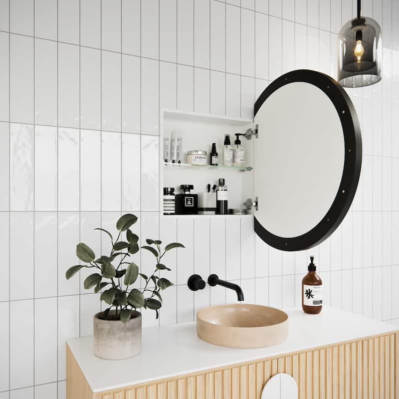 One Door Steel Frame Round Shape Medicine Cabinet