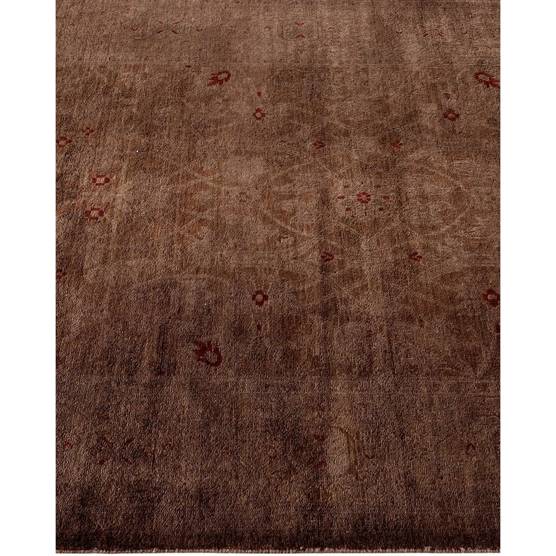Overton Hand Knotted Wool Vintage Inspired Modern Contemporary Overdyed Brown Area Rug - 4' 0" x 5' 10"