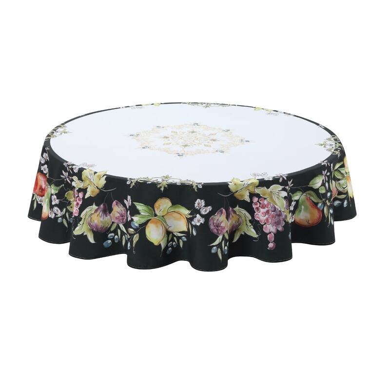 Laural Home Tuscan Fruit Sketch 70 in Round Tablecloth - 70 in Round