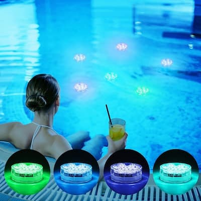 1/2/4PCS Submersible Swimming Pool Led Lights IR Remote 10-LED RGB Lights for Aquarium, Vase Base, Pond, Garden, Party