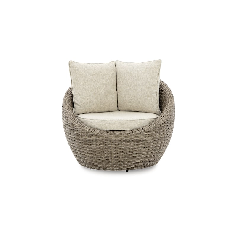 Signature Design by Ashley Danson Brown/Beige Swivel Lounge with Cushion (Set of 2) - 38"W x 37"D x 36"H