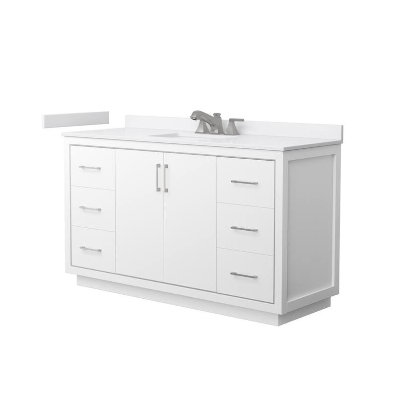 Wyndham Collection WCF1111-60S-VCA-US3MXX Icon 60" Free Standing - White / White Cultured Marble Top / Brushed Nickel