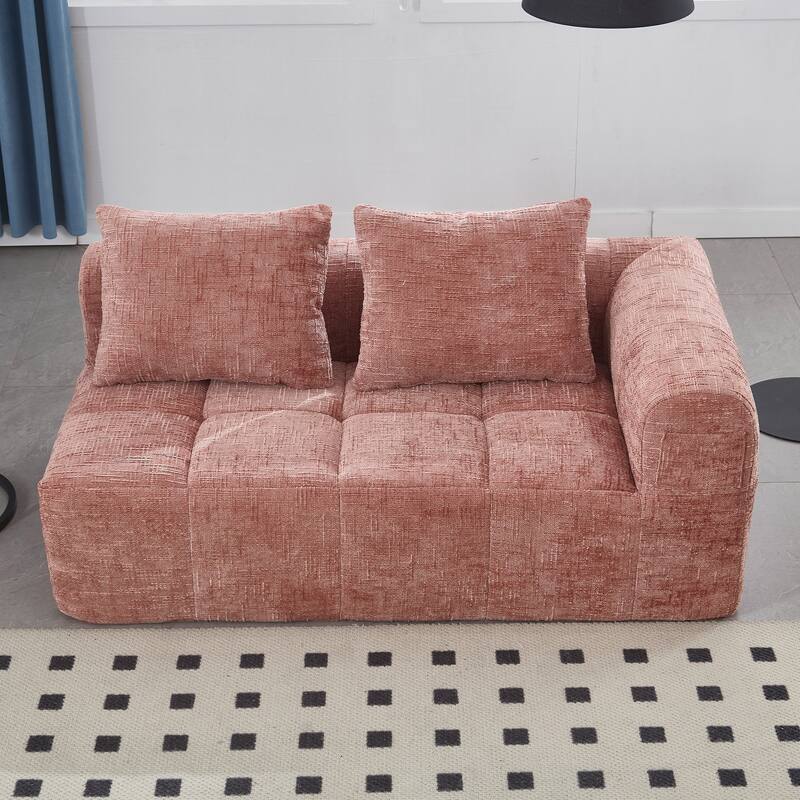 Chenille Loveseat Sofa Upholstered Deep Seat Sofa, Lounge Couch Corner Sofa Minimalist Modular Couches for Apartment