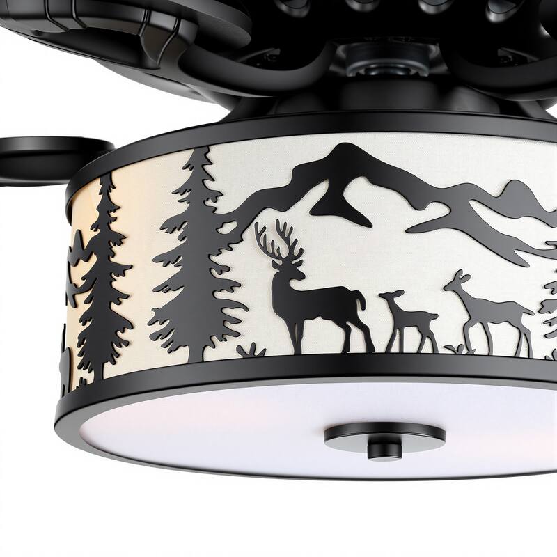 52-inch Reversible 5-Blade Caged Ceiling Fan with Light and Remote