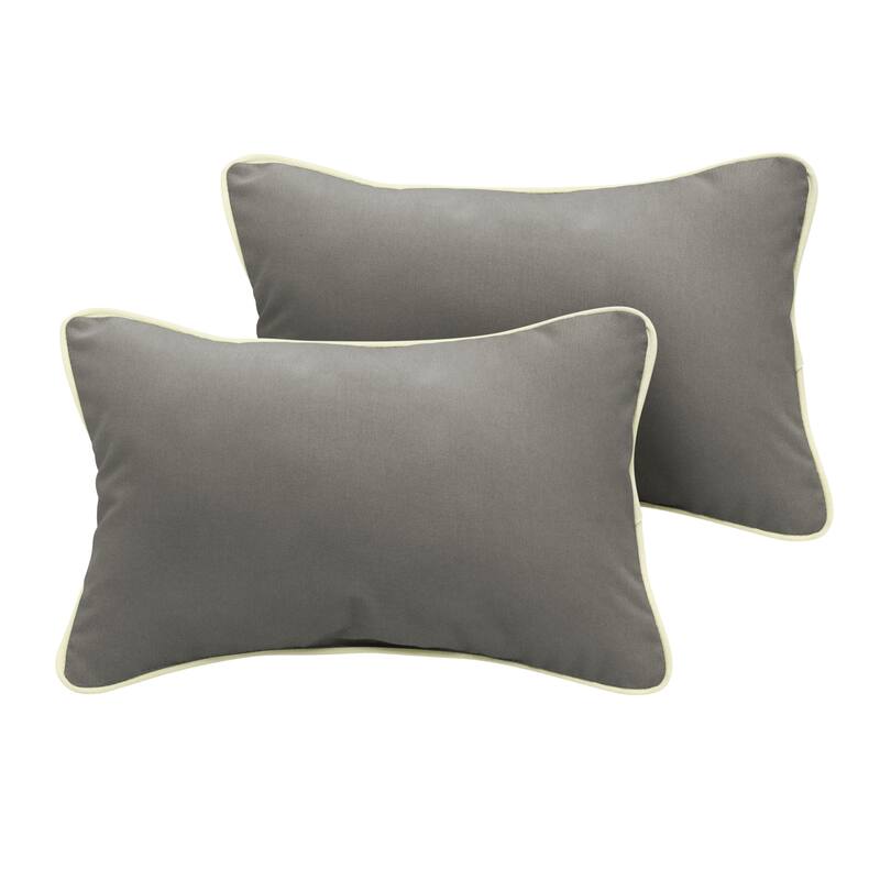 Sunbrella Canvas Charcoal/ Canvas Natural Indoor/ Outdoor Pillow Set