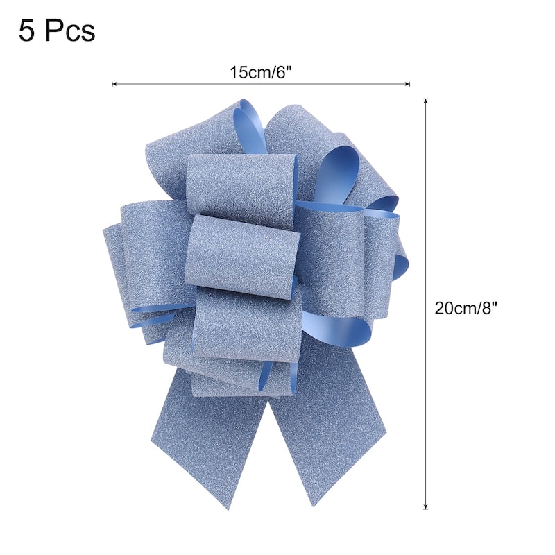 5pcs 7 Inch Large Pull Bow Gift Wrapping Big Pull Bows Ribbon - Light Blue - 6 Inch