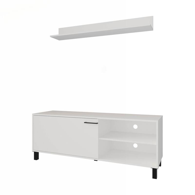 Versatile White TV Stand with Open Storage for Compact Spaces