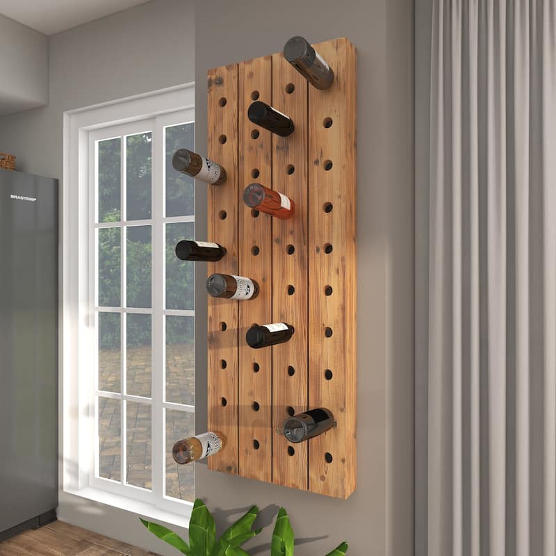 Wood Wall Wine Rack - Brown - Roche River Decor