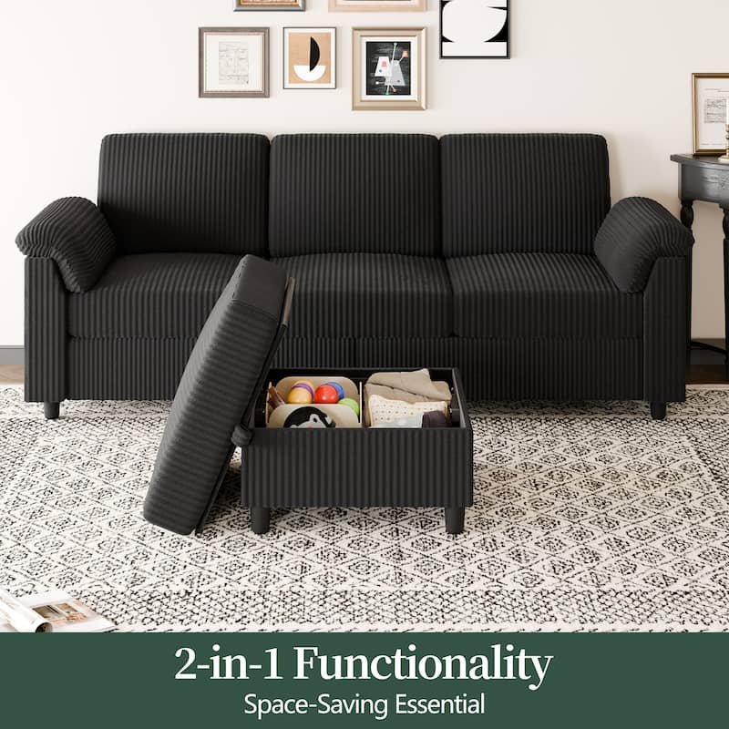 Futzca ​Sectional Sofa Couch, 3 Seat L Shaped Sofa with Removable Pillows