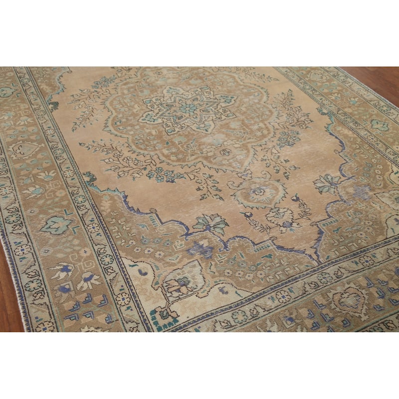 Tabriz Persian Vintage Area Rug Handmade Bedroom Wool Carpet - 6'6"x 9'9"