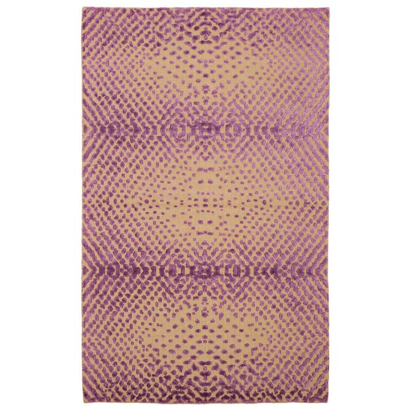 ECARPETGALLERY Hand Loomed Elysian Purple Viscose, Wool Rug - 5'0 x 8'3