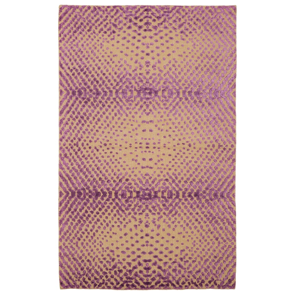ECARPETGALLERY Hand Loomed Elysian Purple Viscose, Wool Rug - 5'0 x 8'3