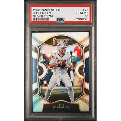 Josh Allen 2020 Panini Select Silver Prizm Football Card #22 Graded PSA 10 - 8'6" x 11'6"