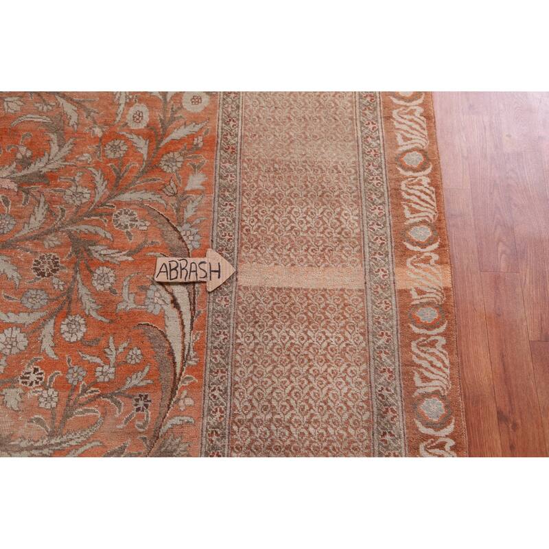 Hand Knotted Oriental 100% Wool Carpet Traditional Floral Oranges & Rust Tabriz Area Rug - 15' 2'' X 10' 8''