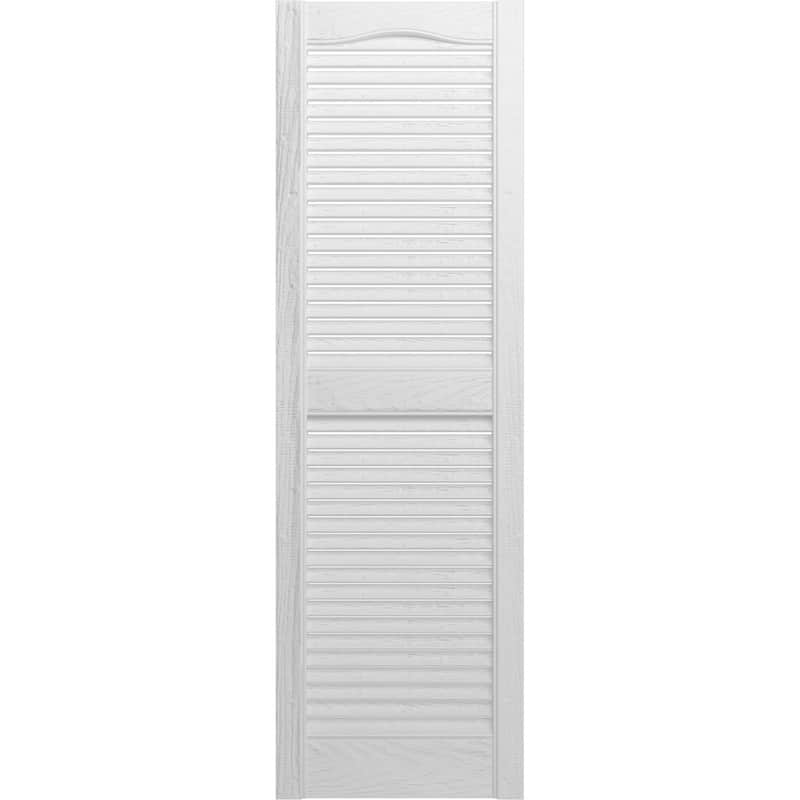 Builders Edge, Standard Cathedral Top Center Mullion, Open Louver Shutters, Includes Matching Installation Spikes (Per Pair)