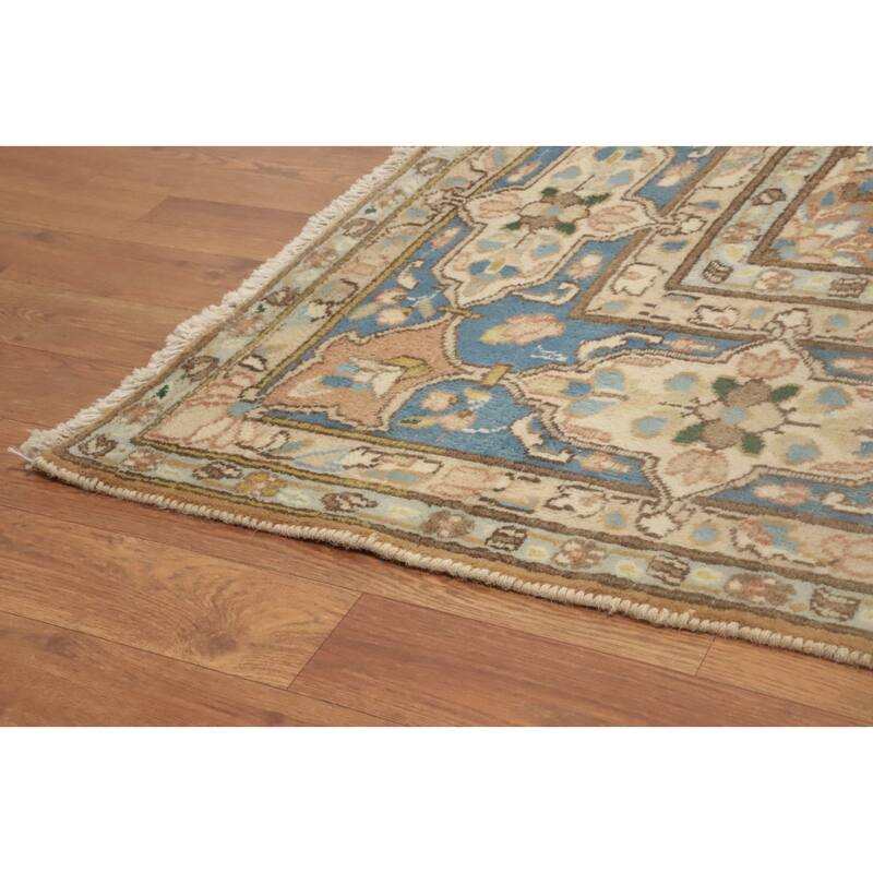 Hand Knotted Oriental 100% Wool Carpet Traditional Floral Brown Kerman Area Rug - 9' 3'' X 6' 3''