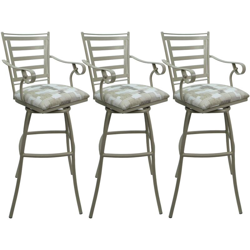 Set of 3 Outdoor Indoor Bar Stool Counter Extra Tall - Jenna with Arms