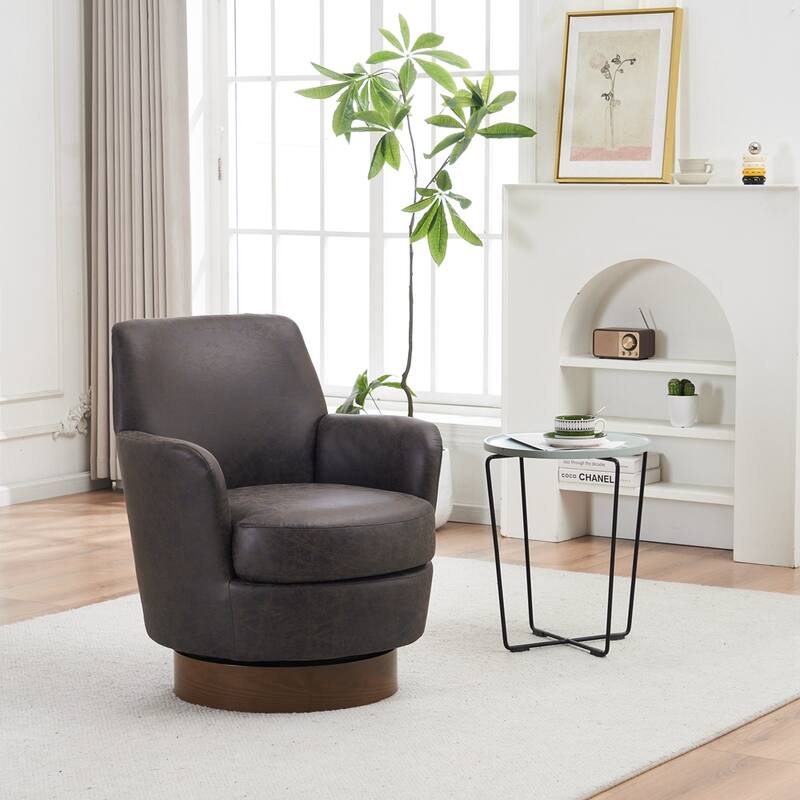 Modern Swivel Barrel Chair with Gold Stainless Steel Base