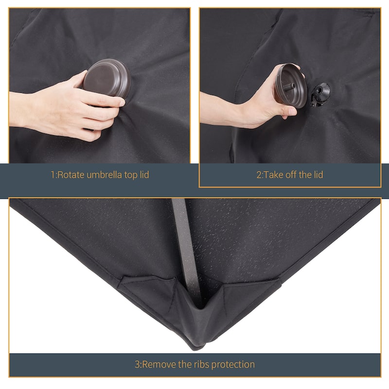 LIVOOSUN 10 x 6.5ft Outdoor Market Patio Umbrella w/Tilt and Crank