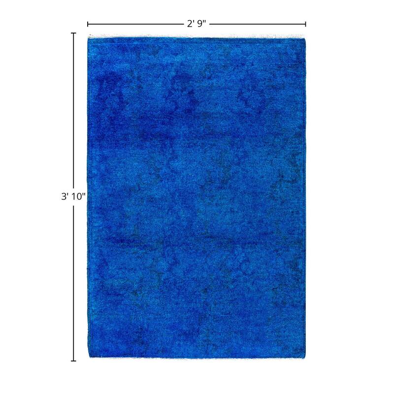 Fine Vibrance One-of-a-Kind Hand-Knotted Runner Rug - Blue, 2' 9" x 3' 10" - 2' 9" x 3' 10"
