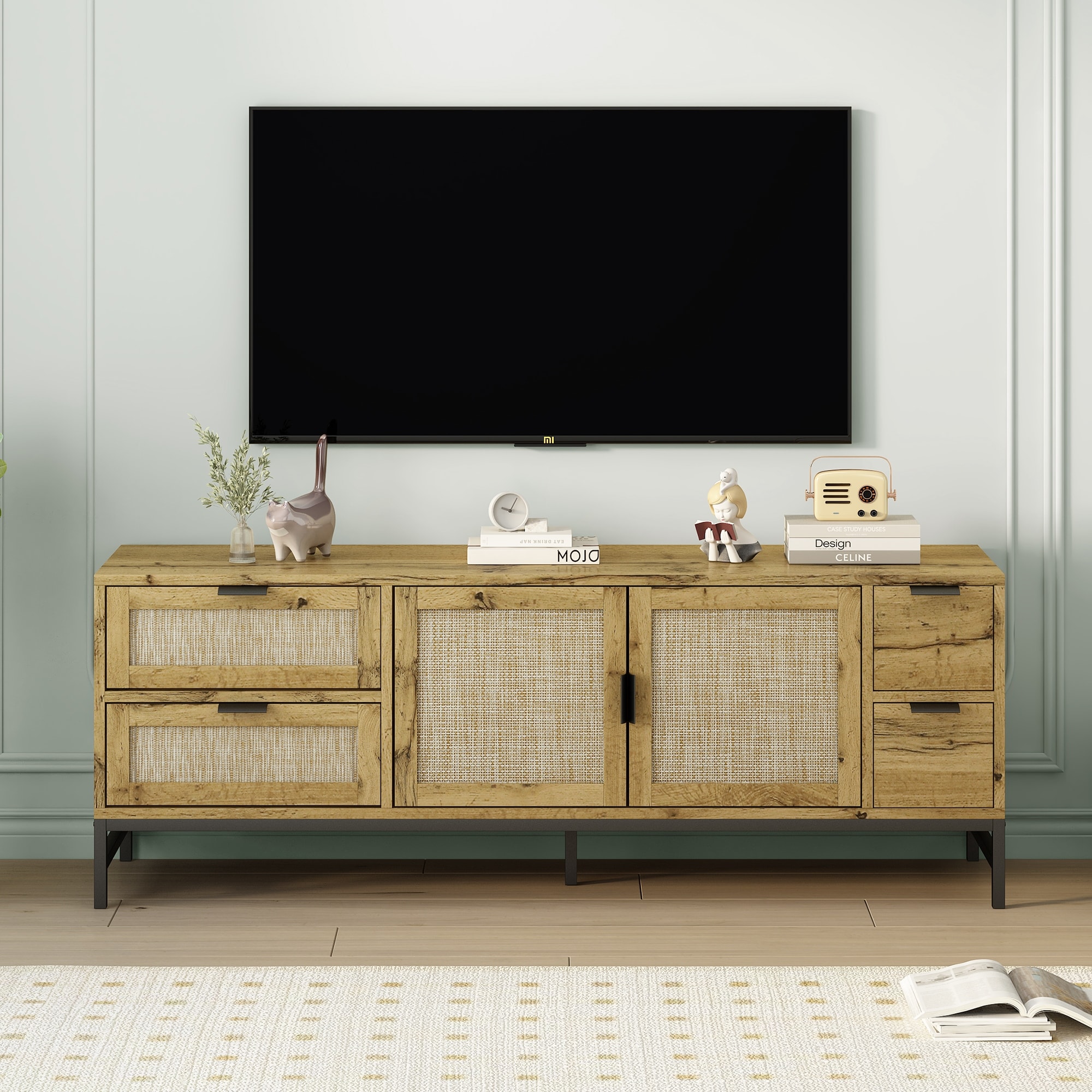 Rattan media console deals