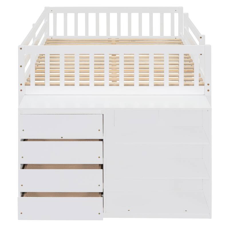 Pine Bunk Bed with Drawers and Shelves