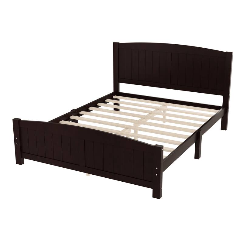 Queen Size Platform Bed, Solid Wood Platform Bed with Support Slats and Strong Structure, No Box Spring Needed