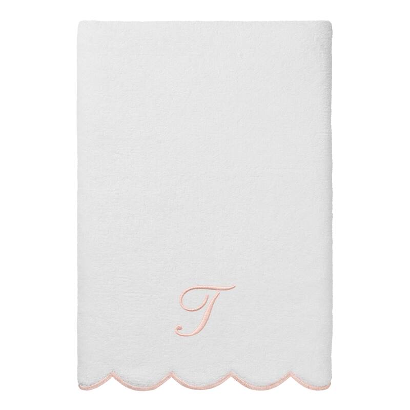 Authentic Hotel and Spa 100% Turkish Cotton Pink ADORNIA Scallop Personalized 3 Piece Towel Set - 3 Piece Set