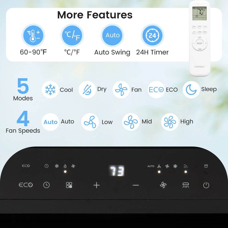 Costway 14000 BTU Inverter Portable Air Conditioner with APP Voice & - See Details