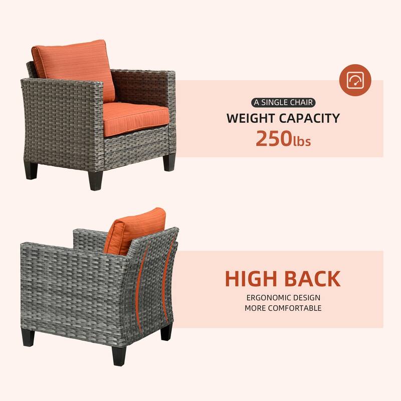 OVIOS 6-piece Patio Wicker Conversation Sectional Set With Cat Head-shaped Storage Table