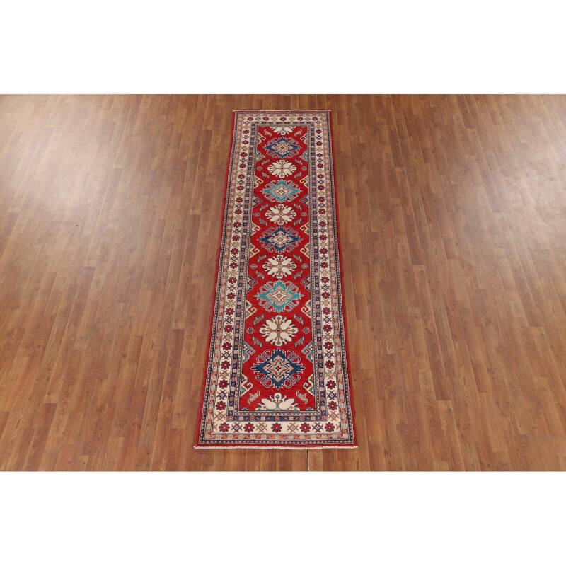 Red Kazak Oriental Runner Rug Handmade Wool Carpet - 2'10" x 9'10"