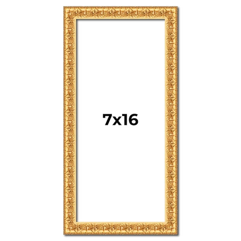 7x16 Frame Gold Real Wood Picture Frame Width 1 inches | Interior