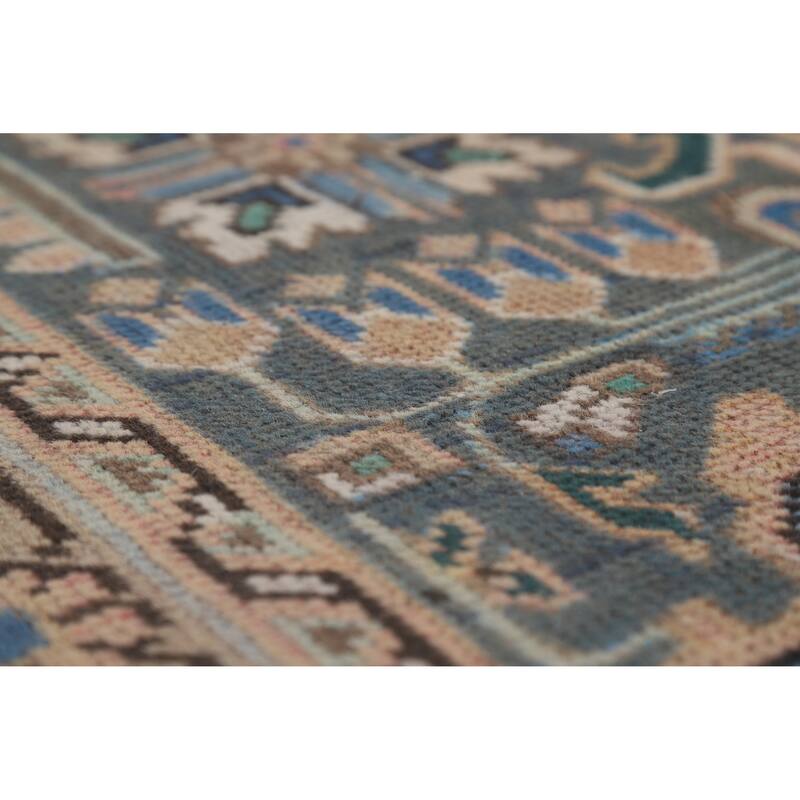 Pink Geometric Tabriz Persian Vintage Rug Hand-Knotted Wool Carpet - 9'8" x 12'11"