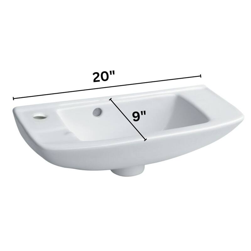 West Edgewood White Ceramic Wall Mount Sink with Overflow and Single Left-Sided Faucet Hole