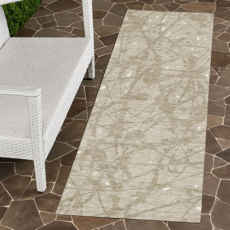 Machine Washable Indoor/ Outdoor Modern Campo Chantille Rug - Beige - 2'3" x 7'6"