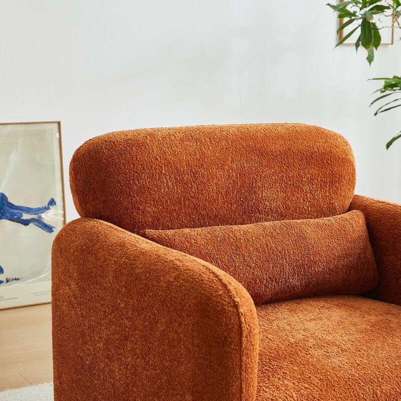 Accent Chair, Curved Back Single Armchair, Plush Upholstered