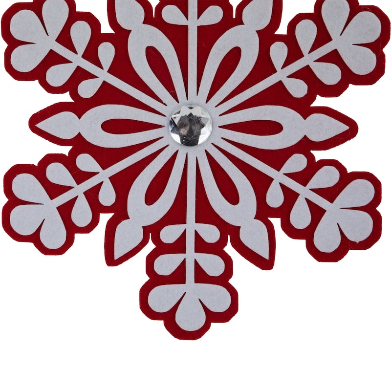 Peppermint Snowflake Christmas Ornament with Gem - 10" - Red and White