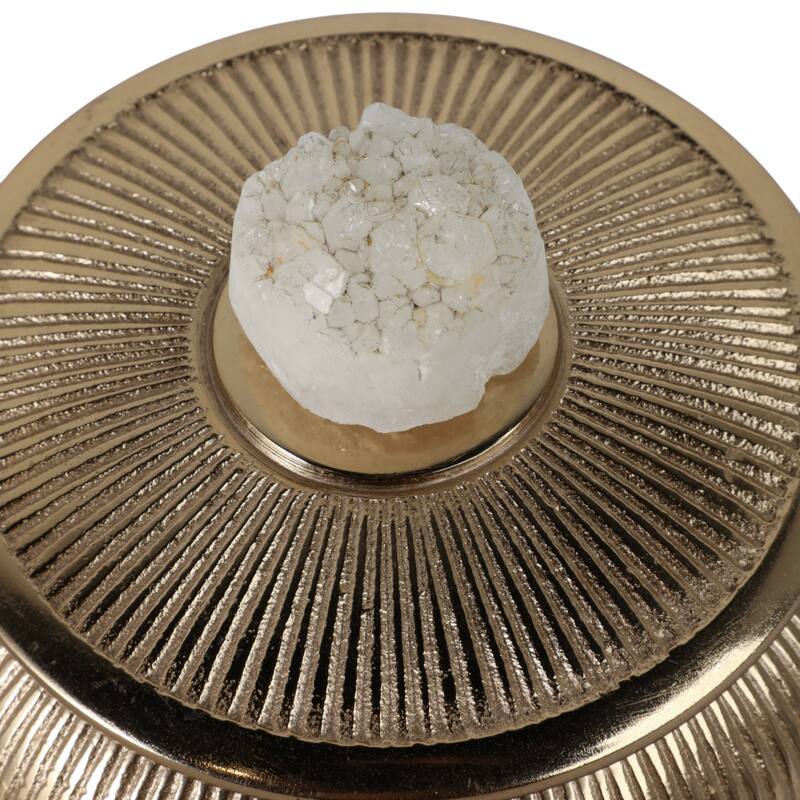 Aluminum Agate Decorative Object Stylish Lidded Textured Sculpture